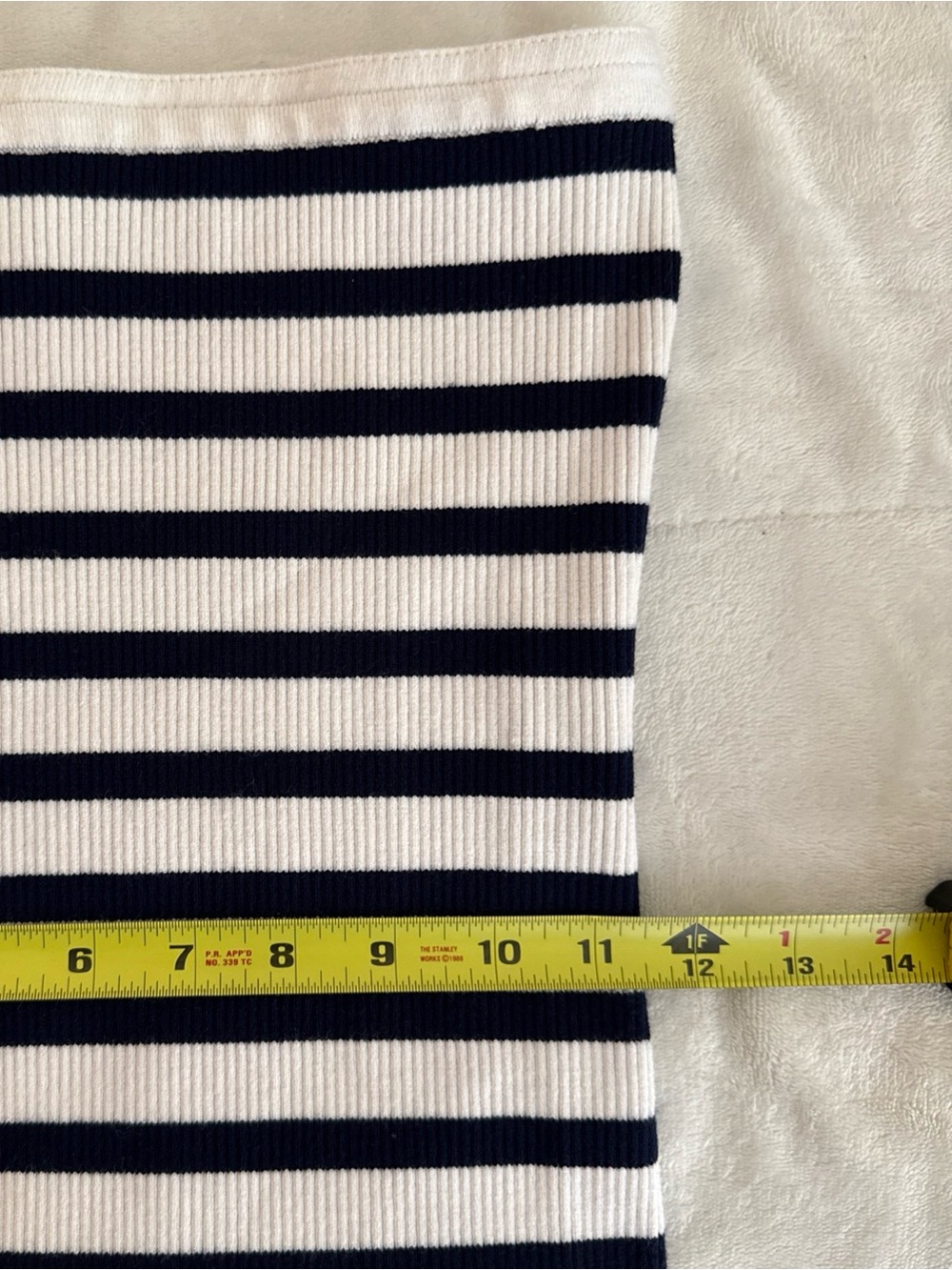 Edikted Ribbed Knit Striped Bodycon Maxi Dress Strapless Size Large Back Slit - Picture 10 of 11
